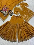 RICH LOOK CHINON SILK EMBROIDERY WITH BORDER LACE WORK TOP SHARARA WITH DUPATTA FESTIVE WEAR WHOLESALE PRICE ETHNIC GARMENT (2)
