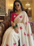 RICH LOOK CHINON SILK HAND WORK SAREE WITH UNSTITCHED BLOUSE PARTY WEAR WHOLESALE PRICE ETHNIC GARMENT (3)
