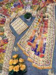 RICH LOOK CHINON SILK MIRROR HANDWORK, PIPING BORDER WITH TASSELS WORK SAREE WITH UNSTITCHED BLOUSE PARTY WEAR WHOLESALE PRICE ETHNIC GARMENT (4)
