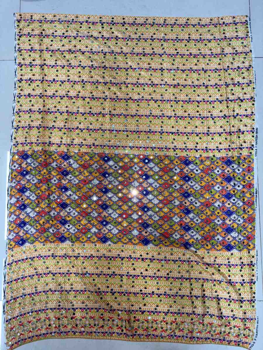 RICH LOOK CHINON SILK MIRROR HANDWORK, PIPING BORDER WITH TASSELS WORK SAREE WITH UNSTITCHED BLOUSE PARTY WEAR WHOLESALE PRICE ETHNIC GARMENT (19)
