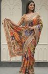 RICH LOOK CHINON SILK MIRROR HANDWORK, PIPING BORDER WITH TASSELS WORK SAREE WITH UNSTITCHED BLOUSE PARTY WEAR WHOLESALE PRICE ETHNIC GARMENT (4)