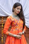 RICH LOOK COTTON WEAVING WORK GOWN FESTIVE WEAR WHOLESALE PRICE ETHNIC GARMENT (9)