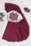 RICH LOOK CREPE SILK EMBROIDERY WITH GOLDEN FOIL LACE WORK READY TO WEAR SAREE WITH STITCHED BLOUSE AND WAIST BELT PARTY WEAR WHOLESALE PRICE ETHNIC GARMENT (2)