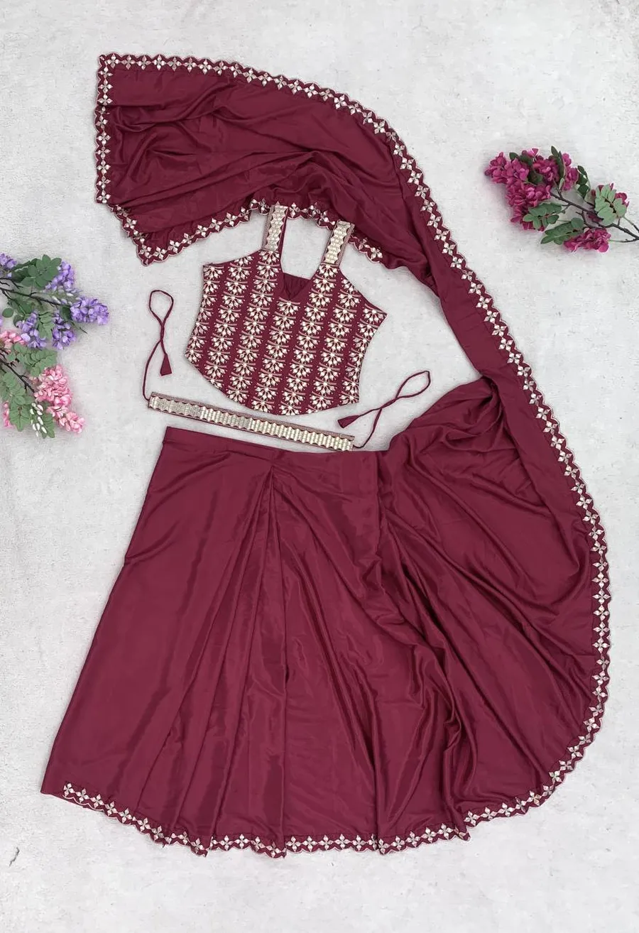 RICH LOOK CREPE SILK EMBROIDERY WITH GOLDEN FOIL LACE WORK READY TO WEAR SAREE WITH STITCHED BLOUSE AND WAIST BELT PARTY WEAR WHOLESALE PRICE ETHNIC GARMENT (1)