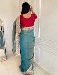 RICH LOOK FENDY LACE WORK SAREE WITH UNSTITCHED BLOUSE PARTY WEAR WHOLESALE PRICE ETHNIC GARMENT (2)