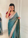 RICH LOOK FENDY LACE WORK SAREE WITH UNSTITCHED BLOUSE PARTY WEAR WHOLESALE PRICE ETHNIC GARMENT (2)