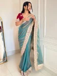 RICH LOOK FENDY LACE WORK SAREE WITH UNSTITCHED BLOUSE PARTY WEAR WHOLESALE PRICE ETHNIC GARMENT (2)