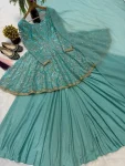 RICH LOOK FENDY SILK EMBROIDERY 5 MM SEQUENCE WORK KEDIYA STYLE TOP LEHENGA WITH DUPATTA WEDDING WEAR WHOLESALE PRICE ETHNIC GARMENT (2)