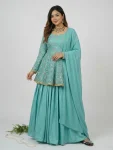 RICH LOOK FENDY SILK EMBROIDERY 5 MM SEQUENCE WORK KEDIYA STYLE TOP LEHENGA WITH DUPATTA WEDDING WEAR WHOLESALE PRICE ETHNIC GARMENT (2)