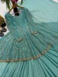 RICH LOOK FENDY SILK EMBROIDERY 5 MM SEQUENCE WORK KEDIYA STYLE TOP LEHENGA WITH DUPATTA WEDDING WEAR WHOLESALE PRICE ETHNIC GARMENT (2)