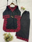 RICH LOOK FRENCH CREPE SEQUENCE EMBROIDERY AND TUSSLES WORK TOP PALAZZO SET CASUAL WEAR WHOLESALE PRICE ETHNIC GARMENT (2)