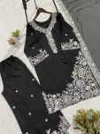 RICH LOOK FRENCH CREPE SEQUENCE EMBROIDERY WORK TOP PALAZZO WITH DUPATTA FESTIVE WEAR WHOLESALE PRICE ETHNIC GARMENT (10)