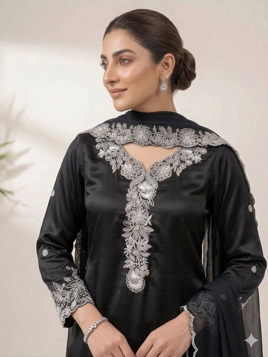 RICH LOOK FRENCH CREPE SEQUENCE EMBROIDERY WORK TOP PALAZZO WITH DUPATTA FESTIVE WEAR WHOLESALE PRICE ETHNIC GARMENT (6)