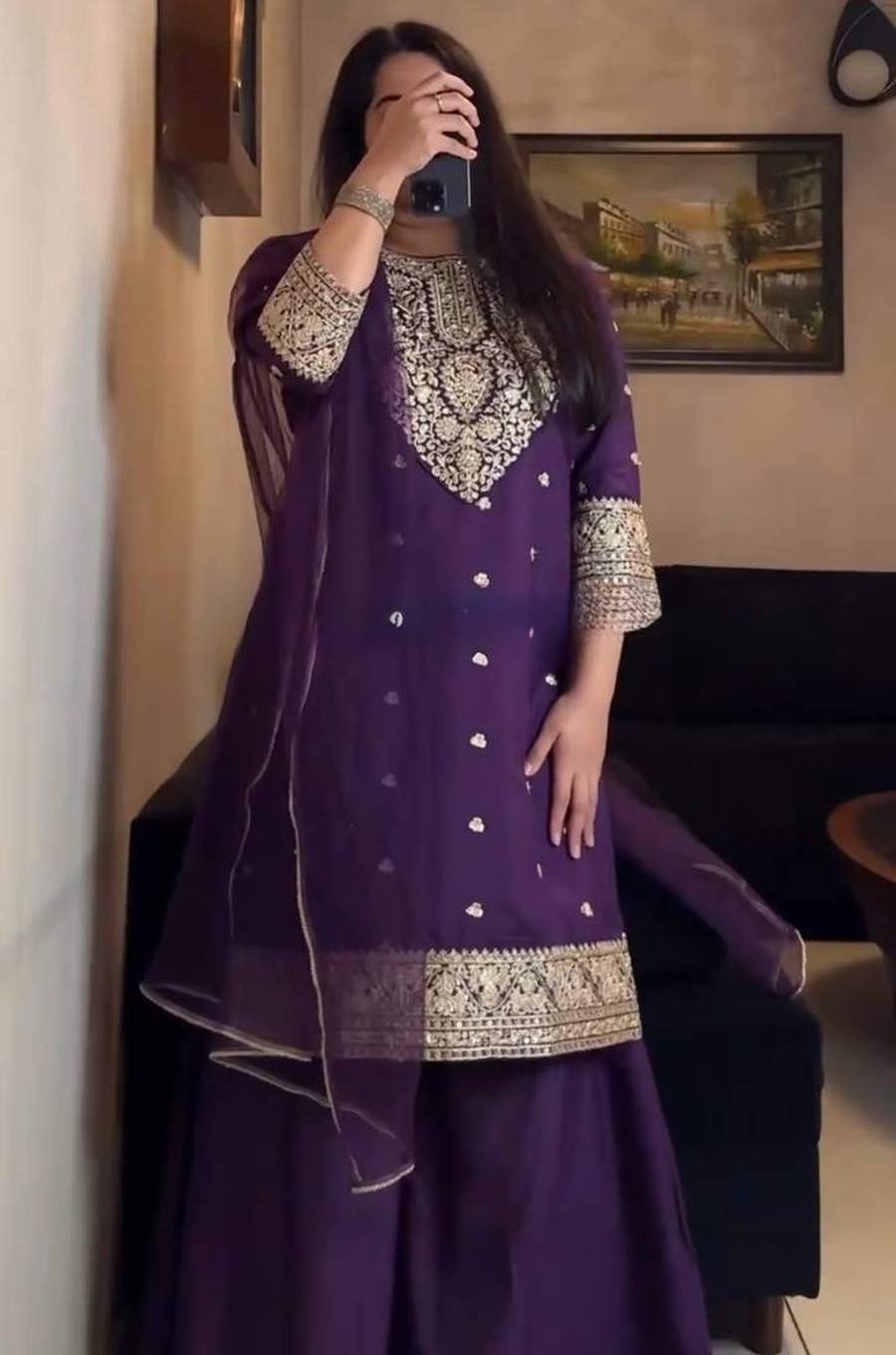RICH LOOK GEORGETTE CODING WITH SEQUENCE WORK TOP PALAZZO WITH DUPATTA FESTIVE WEAR WHOLESALE PRICE ETHNIC GARMENT (2)
