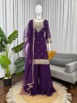 RICH LOOK GEORGETTE CODING WITH SEQUENCE WORK TOP PALAZZO WITH DUPATTA FESTIVE WEAR WHOLESALE PRICE ETHNIC GARMENT (2)