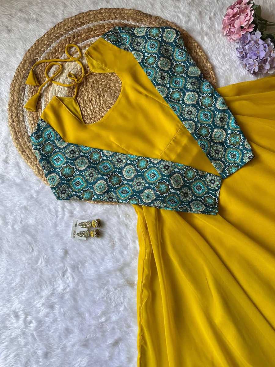 RICH LOOK GEORGETTE DIGITAL PRINT WORK GOWN WITH DUPATTA FESTIVE WEAR WHOLESALE PRICE ETHNIC GARMENT (1)