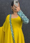 RICH LOOK GEORGETTE DIGITAL PRINT WORK GOWN WITH DUPATTA FESTIVE WEAR WHOLESALE PRICE ETHNIC GARMENT (8)
