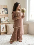 RICH LOOK GEORGETTE EMBROIDERY SEQUENCE WORK MOTHER DAUGHTER SET FESTIVE WEAR WHOLESALE PRICE ETHNIC GARMENT (28)