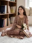 RICH LOOK GEORGETTE EMBROIDERY SEQUENCE WORK KID’S TOP PALAZZO WITH DUPATTA FESTIVE WEAR WHOLESALE PRICE ETHNIC GARMENT (15)