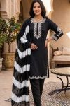 RICH LOOK GEORGETTE EMBROIDERY WORK  TOP BOTTOM WITH DUPATTA BLACK