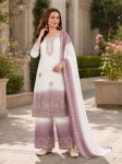 RICH LOOK GEORGETTE EMBROIDERY WORK TOP PALAZZO WITH DUPATTA ONION AND WHITE (4)