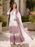 RICH LOOK GEORGETTE EMBROIDERY WORK TOP PALAZZO WITH DUPATTA ONION AND WHITE (4)