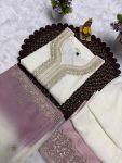 RICH LOOK GEORGETTE EMBROIDERY WORK TOP PALAZZO WITH DUPATTA ONION AND WHITE (4)