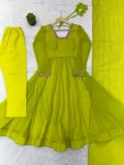 RICH LOOK GEORGETTE FANCY LACE WORK ON SLEEVE GOWN BOTTOM WITH DUPATTA FESTIVE WEAR WHOLESALE PRICE ETHNIC GARMENT (16)
