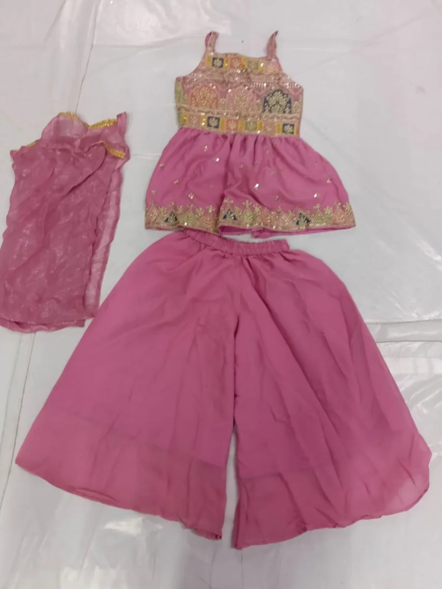RICH LOOK GEORGETTE SEQUENCE EMBROIDERED WORK KID'S TOP PALAZZO WITH DUPATTA FESTIVE WEAR WHOLESALE PRICE ETHNIC GARMENT (6)