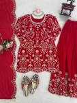 RICH LOOK GEORGETTE THREAD WORK TOP PALAZZO WITH DUPATTA WEDDING WEAR WHOLESALE PRICE ETHNIC GARMENT (3)