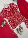RICH LOOK GEORGETTE THREAD WORK TOP PALAZZO WITH DUPATTA WEDDING WEAR WHOLESALE PRICE ETHNIC GARMENT (3)