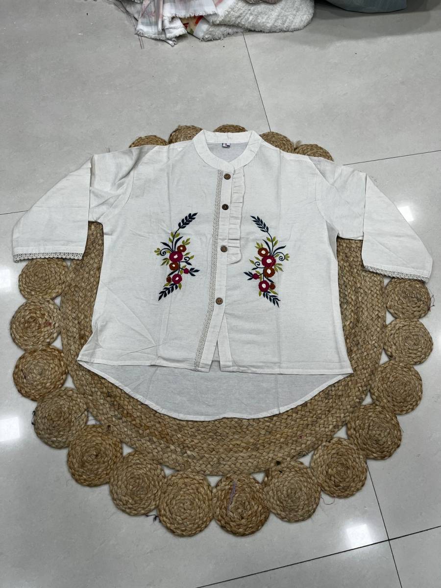 RICH LOOK KHADI COTTON HAND EMBROIDERY WORK BUTTA WORK ONLY TOP CASUAL WEAR WHOLESALE PRICE ETHNIC GARMENT (1)