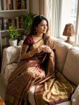RICH LOOK LICHI SILK WEAVING WORK SAREE WITH UNSTITCHED BLOUSE FESTIVE WEAR WHOLESALE PRICE ETHNIC GARMENT (2)