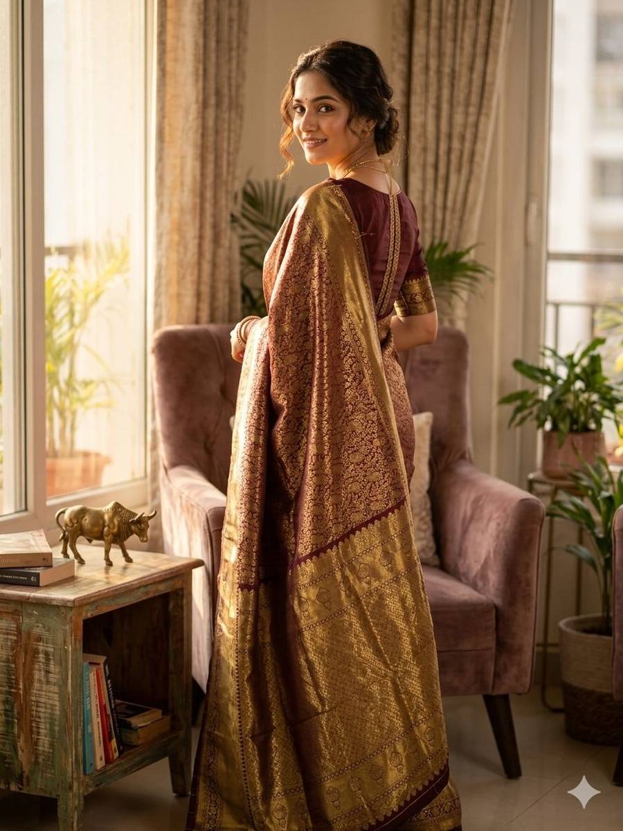 RICH LOOK LICHI SILK WEAVING WORK SAREE WITH UNSTITCHED BLOUSE FESTIVE WEAR WHOLESALE PRICE ETHNIC GARMENT (3)