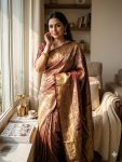 RICH LOOK LICHI SILK WEAVING WORK SAREE WITH UNSTITCHED BLOUSE FESTIVE WEAR WHOLESALE PRICE ETHNIC GARMENT (2)