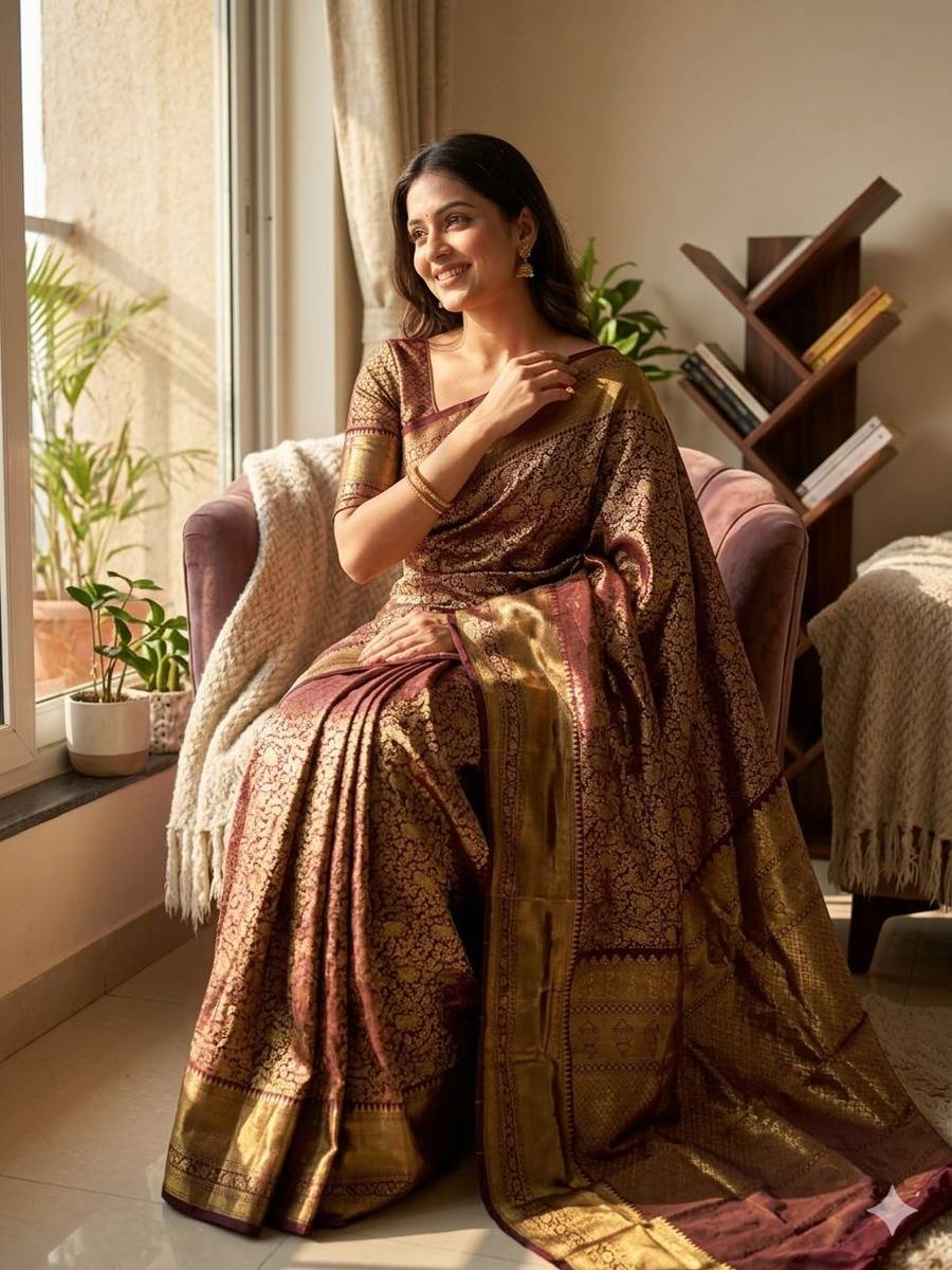 RICH LOOK LICHI SILK WEAVING WORK SAREE WITH UNSTITCHED BLOUSE FESTIVE WEAR WHOLESALE PRICE ETHNIC GARMENT (5)