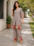 RICH LOOK MUL CHANDERI EMBROIDERY WORK CO-ORD SET DAILY WEAR WHOLESALE PRICE ETHNIC GARMENT (5)