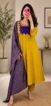 RICH LOOK MUL CHANDERI SEQUENCE CODING EMBROIDERY WORK TOP BOTTOM WITH DUPATTA FESTIVE WEAR WHOLESALE PRICE ETHNIC GARMENT (3)