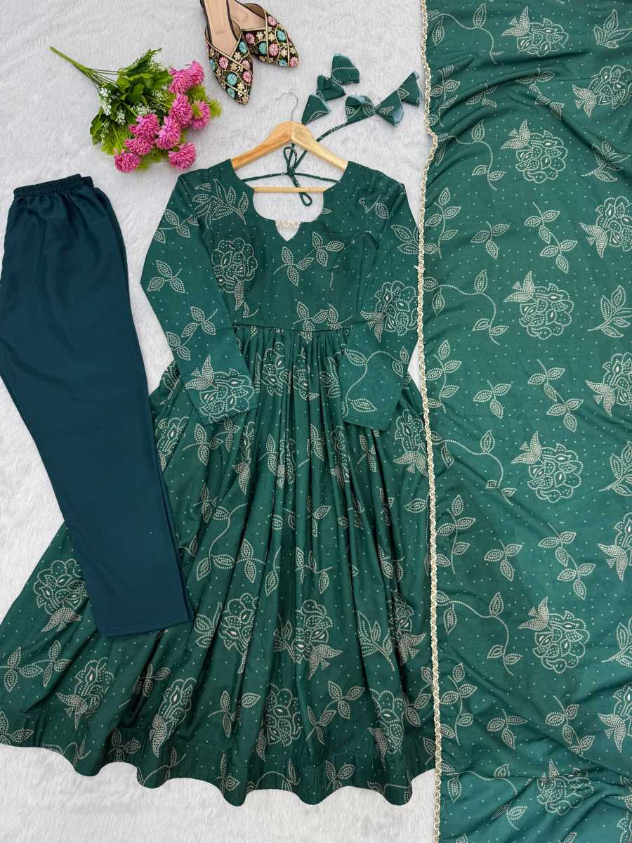 RICH LOOK MUSLIN PRINTED WORK GOWN BOTTOM WITH DUPATTA FESTIVE WEAR WHOLESALE PRICE ETHNIC GARMENT (1)