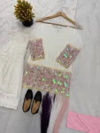 RICH LOOK NATURAL CREPE EMBROIDERY SEQUENCE MOTI HAND WORK MULTI NEEDLE WORK MOTHER DAUGHTER SET FESTIVE WEAR WHOLESALE PRICE ETHNIC GARMENT (3)