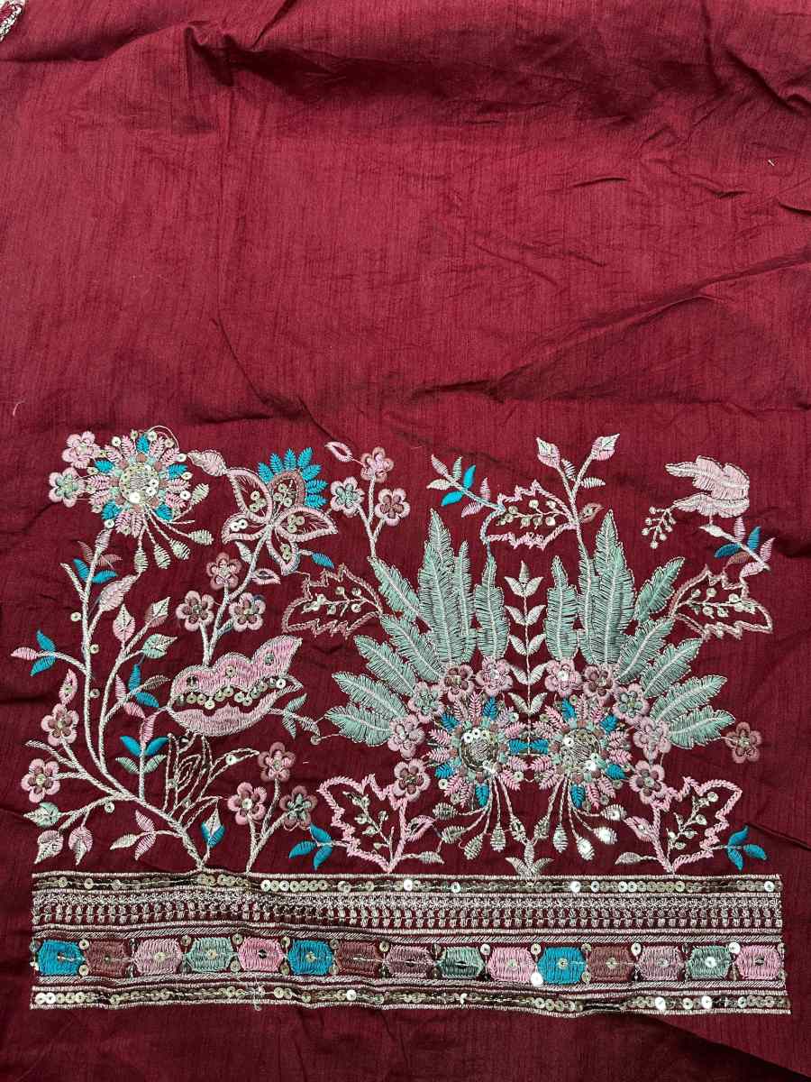 RICH LOOK ORGANZA SILK EMBROIDERY DESIGN WORK WITH EMBROIDERY LACE BORDER WORK SAREE WITH UNSTITCHED BLOUSE PARTY WEAR WHOLESALE PRICE ETHNIC GARMENT (1)