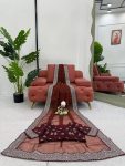 RICH LOOK ORGANZA SILK THREAD AND SEQUENCE WORK WITH LCD DIAMOND WORK SAREE WITH UNSTITCHED BLOUSE FESTIVE WEAR WHOLESALE PRICE ETHNIC GARMENT (1)
