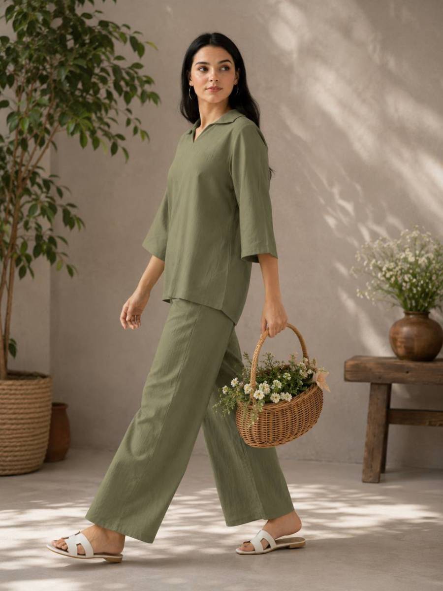 RICH LOOK POLYESTER CRUSH PLAIN CO-ORD SET DAILY WEAR WHOLESALE PRICE ETHNIC GARMENT (4)