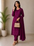 RICH LOOK RAYON COTTON EMBROIDERY WORK TOP BOTTOM WITH DUPATTA FESTIVE WEAR WHOLESALE PRICE ETHNIC GARMENT (2)