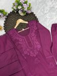 RICH LOOK RAYON COTTON EMBROIDERY WORK TOP BOTTOM WITH DUPATTA FESTIVE WEAR WHOLESALE PRICE ETHNIC GARMENT (2)