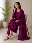 RICH LOOK RAYON COTTON EMBROIDERY WORK TOP BOTTOM WITH DUPATTA FESTIVE WEAR WHOLESALE PRICE ETHNIC GARMENT (2)