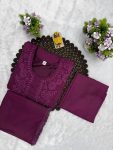 RICH LOOK RAYON COTTON EMBROIDERY WORK TOP BOTTOM WITH DUPATTA FESTIVE WEAR WHOLESALE PRICE ETHNIC GARMENT (2)