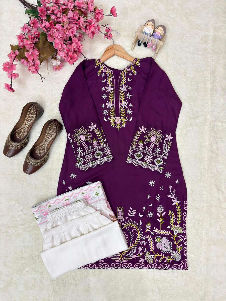 RICH LOOK RAYON COTTON THREAD EMBROIDERY WORK TOP PATIYALA WITH DUPATTA FESTIVE WEAR WHOLESALE PRICE ETHNIC GARMENT (14)