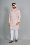 RICH LOOK RAYON  DIGITAL PRINT WORK MEN'S KURTA PAYJAMA PEACH