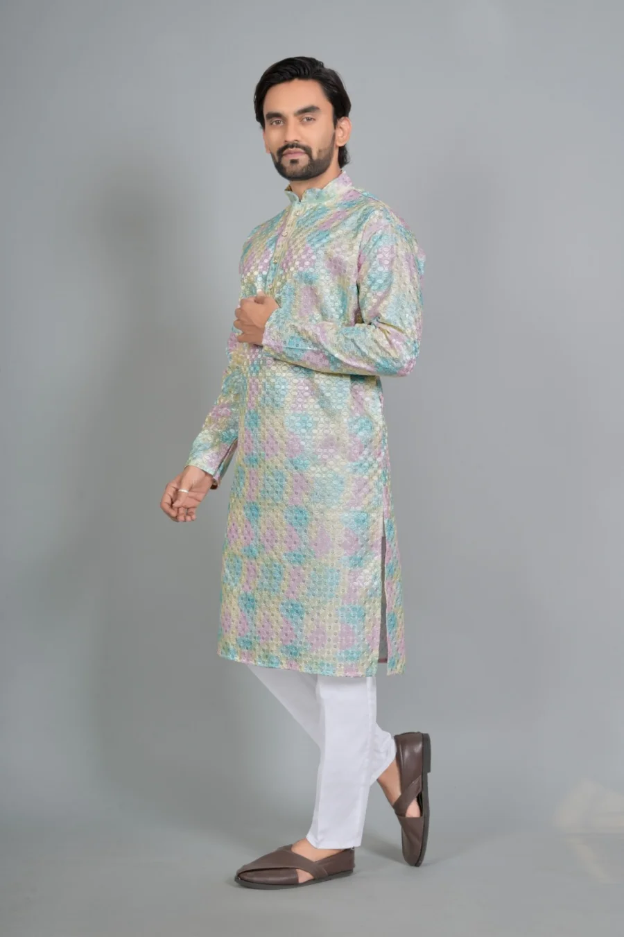 RICH LOOK RAYON DIGITAL PRINT WORK MEN'S KURTA PAYJAMA FESTIVE WEAR WHOLESALE PRICE ETHNIC GARMENT (2)
